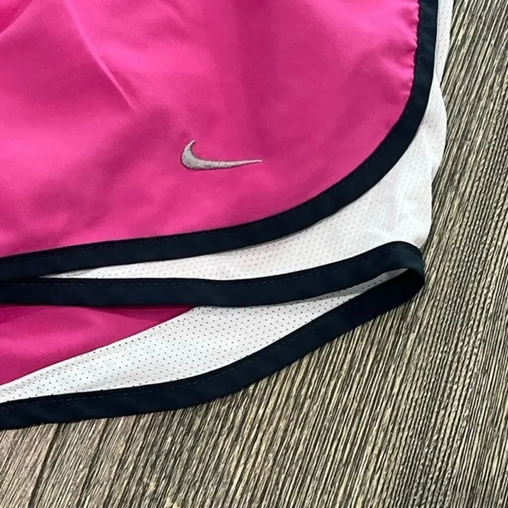 Nike Fit Dry Running Shorts Elastic Waist Swoosh Logo Pull-On Pink White Size S